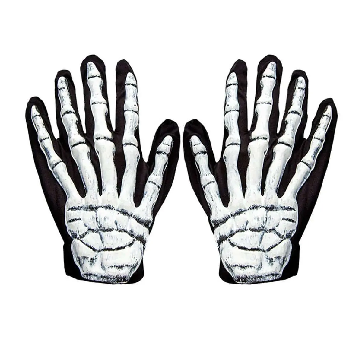 Skeleton Gloves Adults Black White 3D Bones Halloween 1