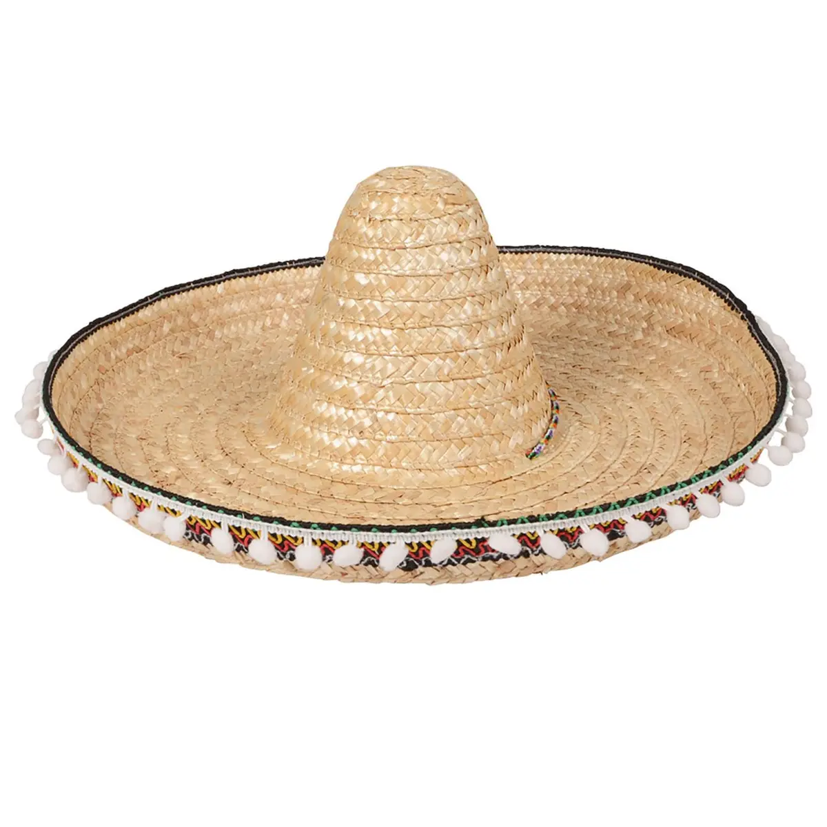 Mexican Sombrero Deluxe Mariachi Hat Pompoms Fancy Dress 1