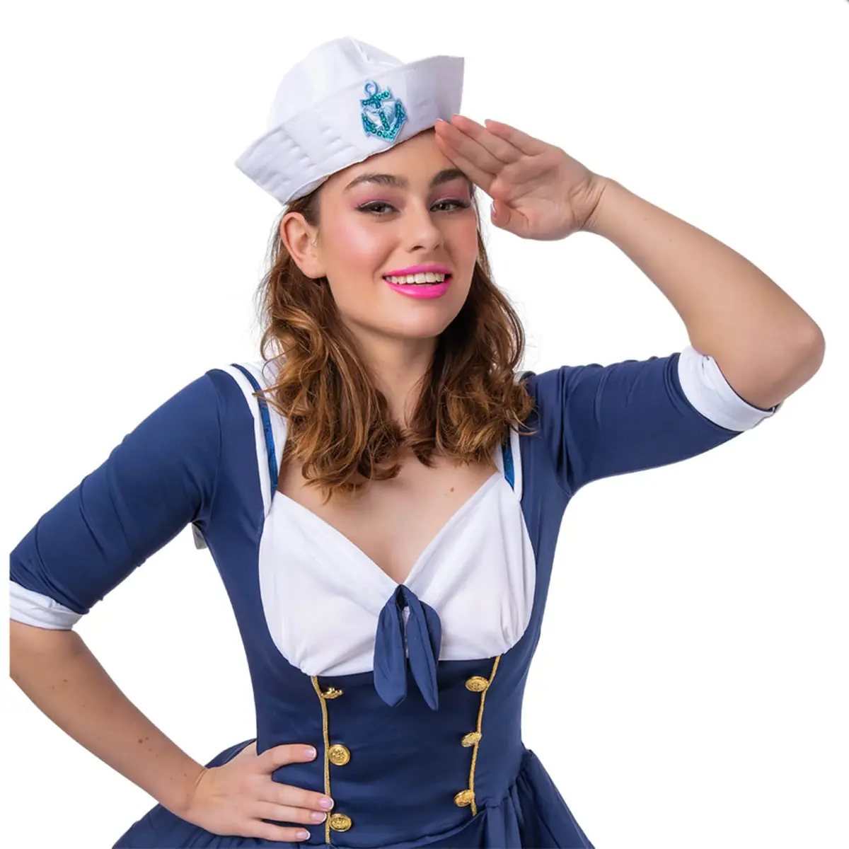 Sailor Hat White Doughboy Cap Blue Anchor Fancy Dress 1