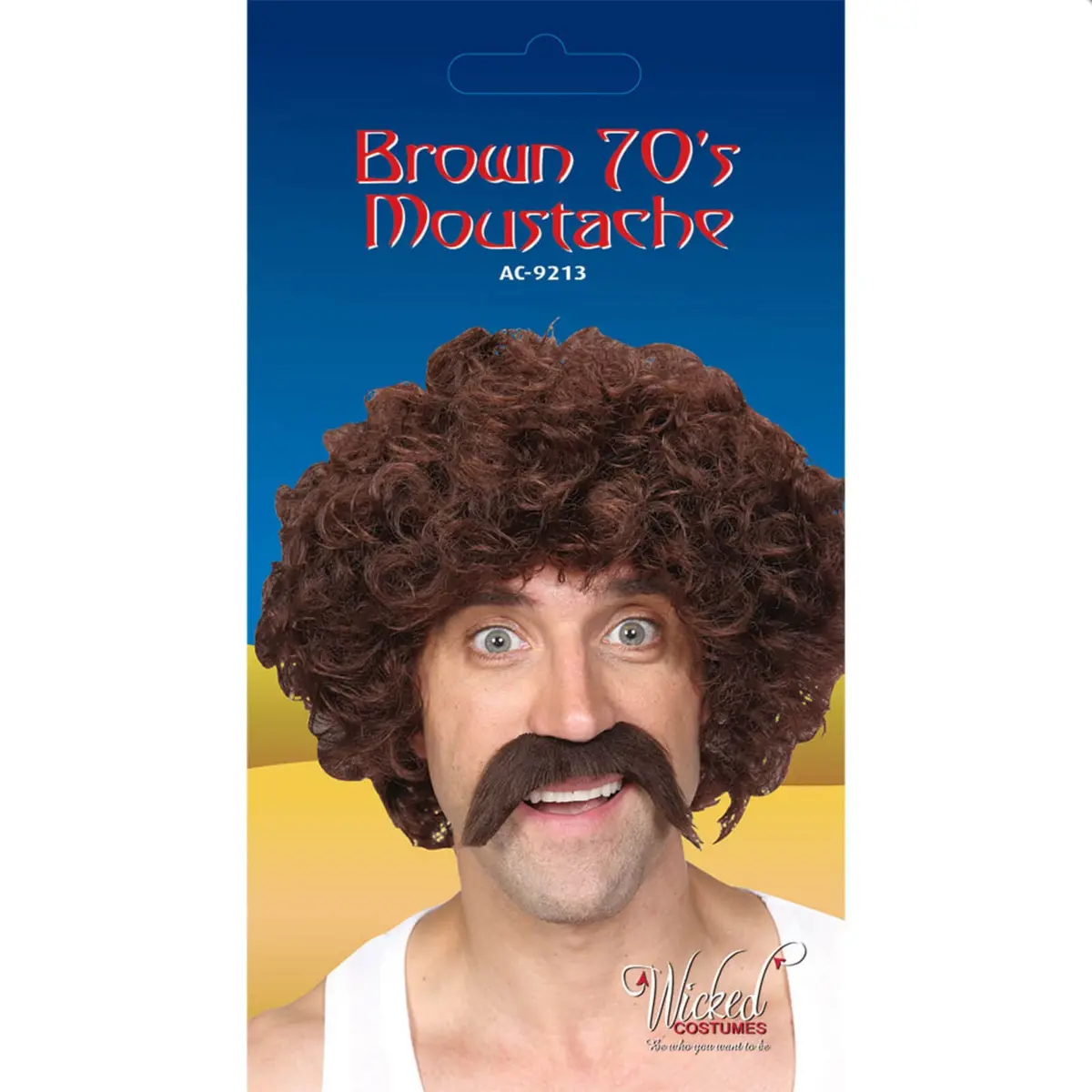 70S Style Moustache Tash Adults Brown Blonde Fancy Dress 1