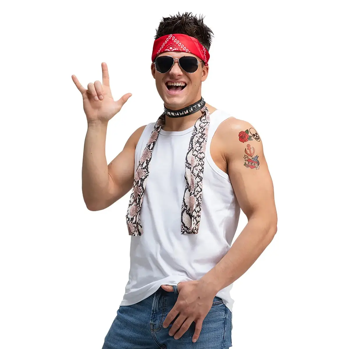 Instant Rocker Set 4 Piece 1980S Adults Rock Star Fancy Dress 1