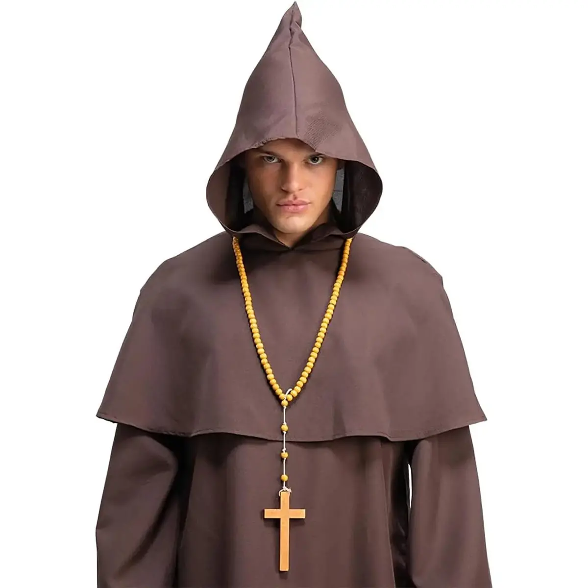 Monks Wooden Cross On Beaded Chain Church Priest Nun Fancy Dress 1