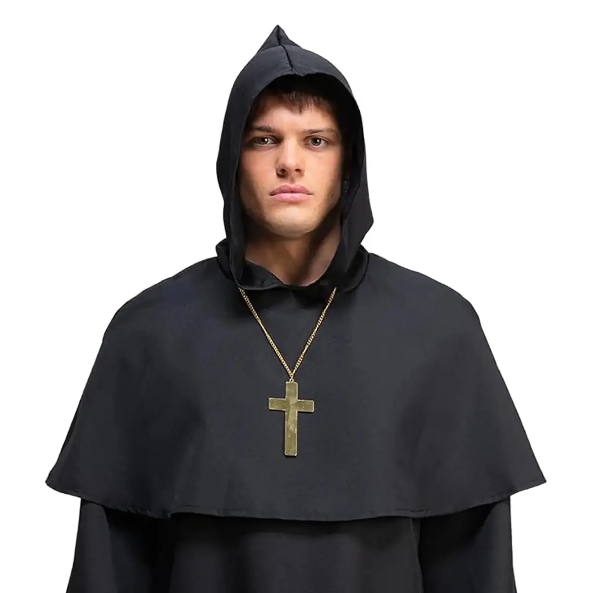 Gold Metal Cross On Chain Priest Nun Crucifix Church Fancy Dress 1