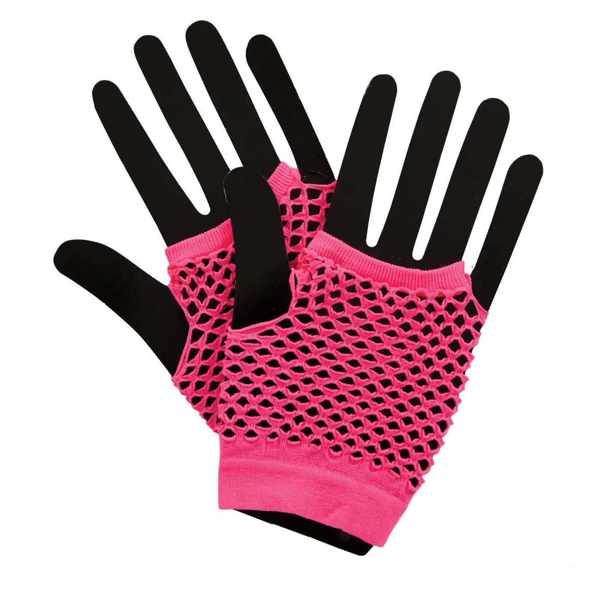 Womens Fingerless Gloves Fishnet Neon 1980S Fancy Dress 1