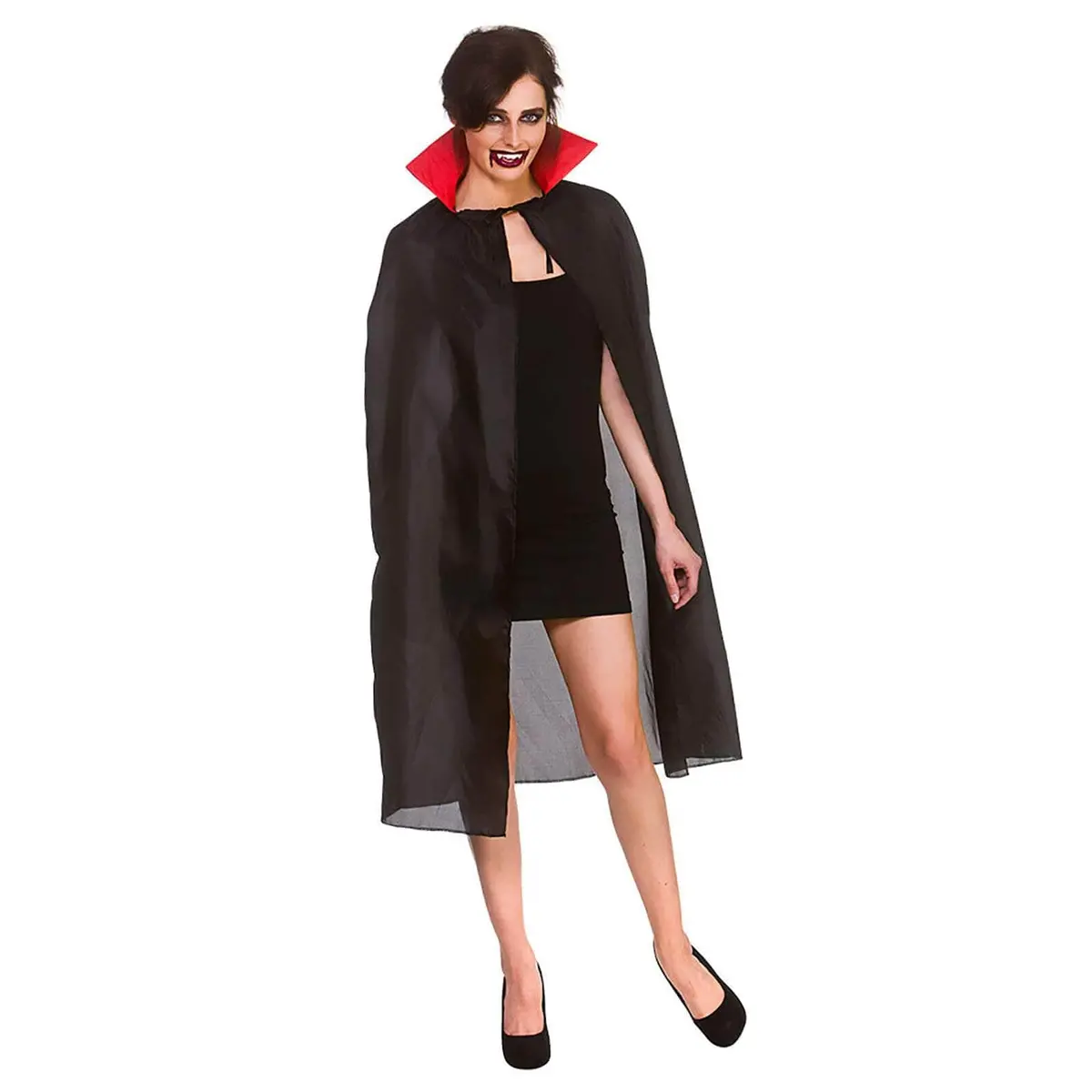 Adults Vampire Cape Black With Red Collar Fancy Dress 1