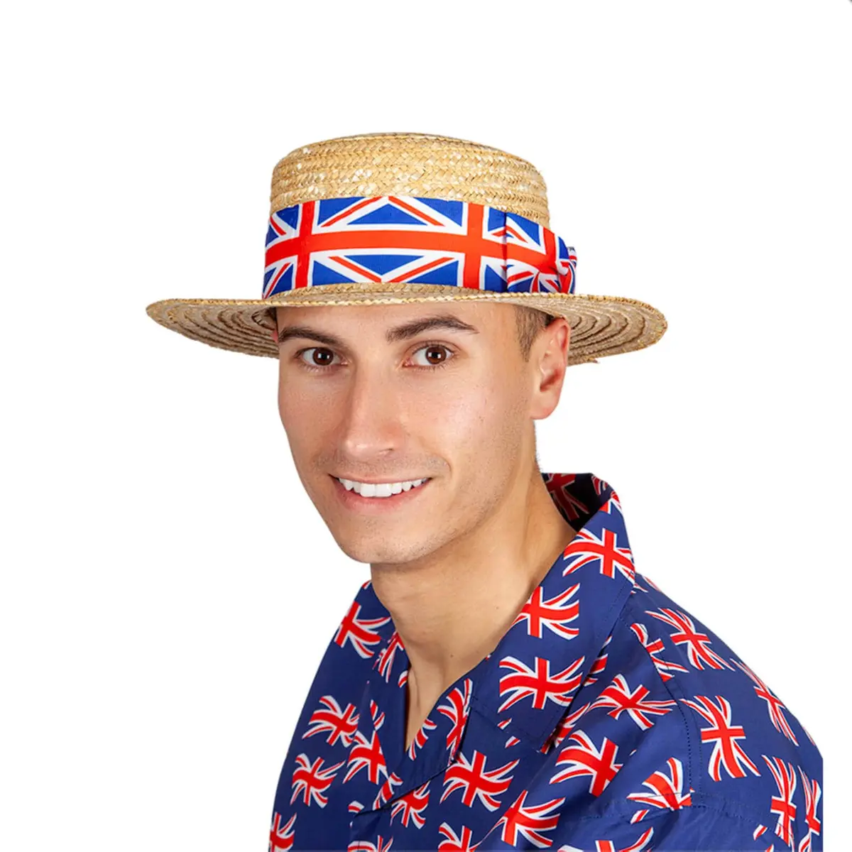Classic Boater Hat Gb Flag Fancy Dress Sports Royal Party 1