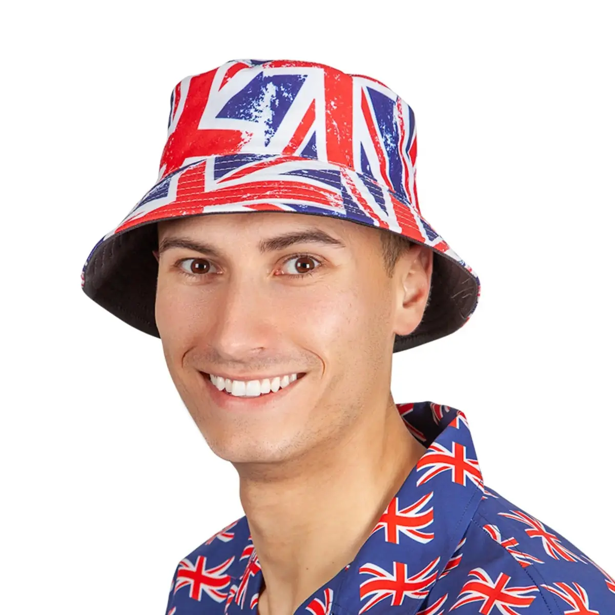 Gb Retro Bucket Hat Union Jack Sports Royal Fancy Dress 1
