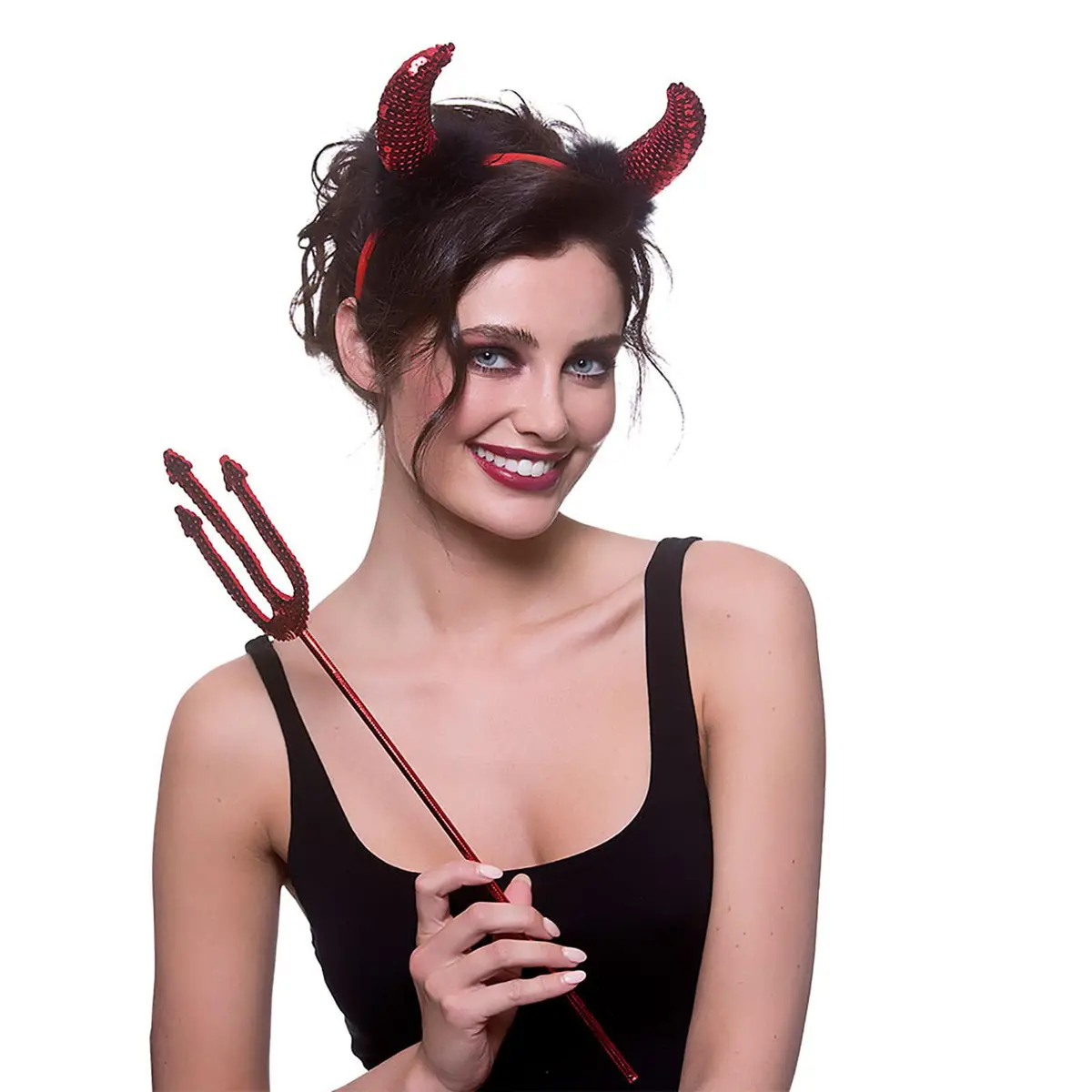 Sequin Devil Trident Red Sparkling Satan Fancy Dress Prop 1