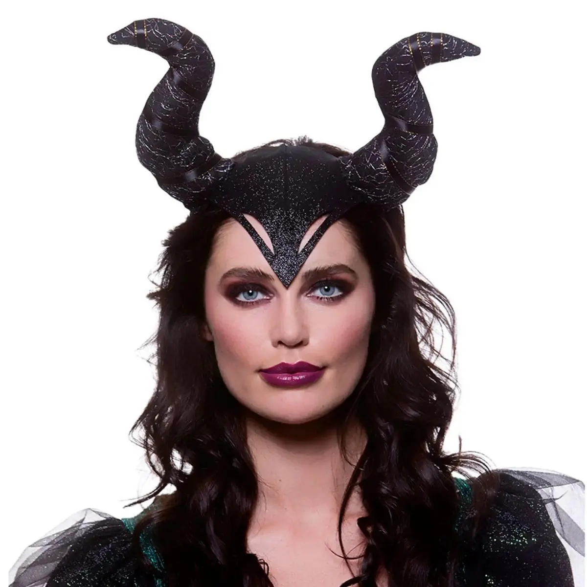 Gothic Horns Black Headband Evil Queen Devil Fancy Dress 1