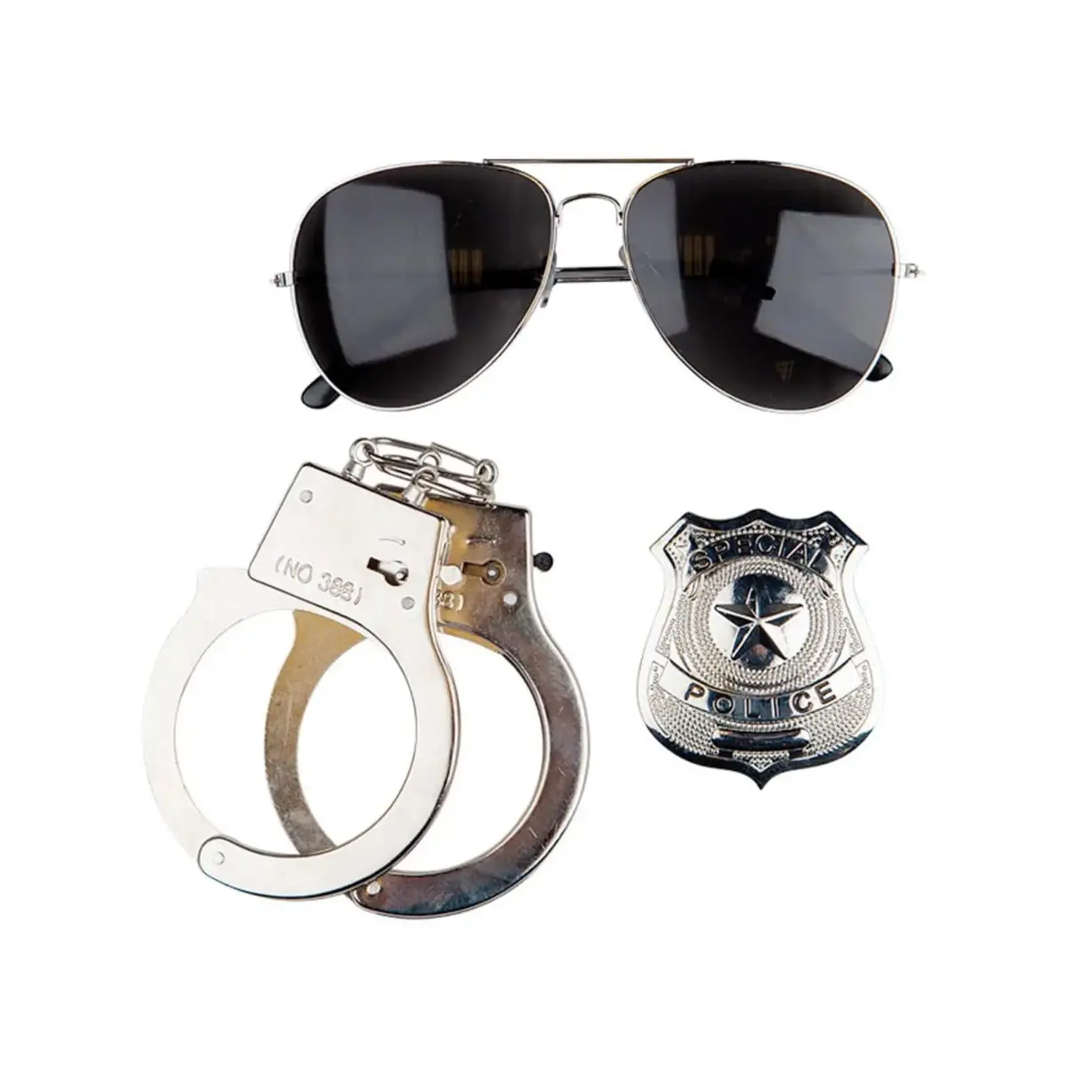 Instant Cop Set Glasses Badge Handcuffs Police Fancy Dress 1