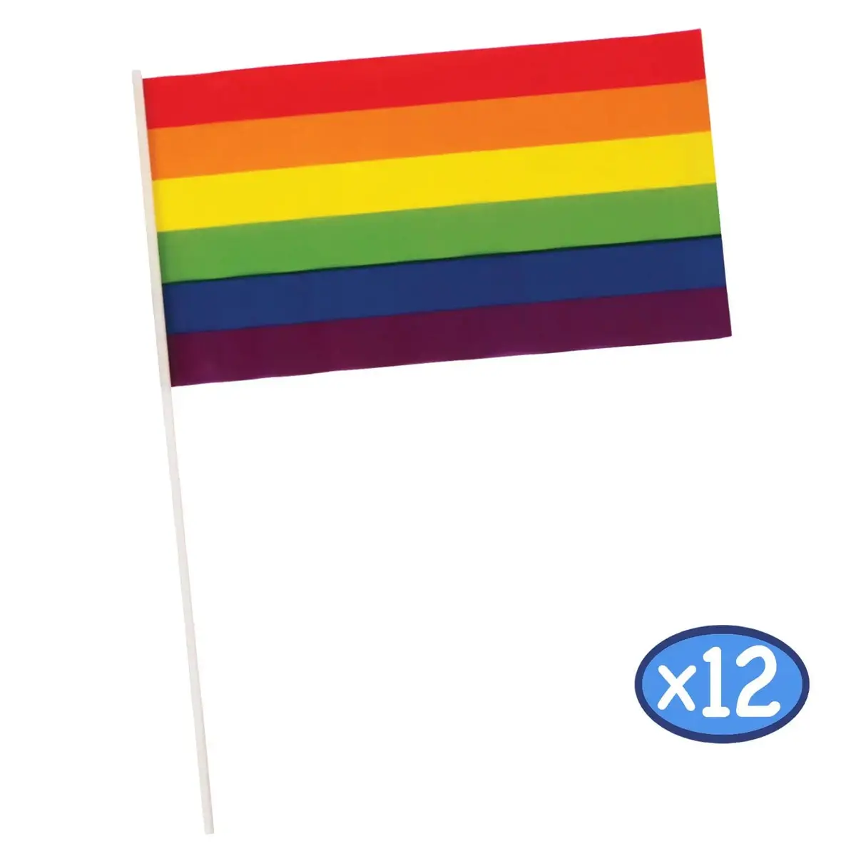 Pack Of 12 Rainbow Hand Flags Carnival Pride Festival 30Cm 1
