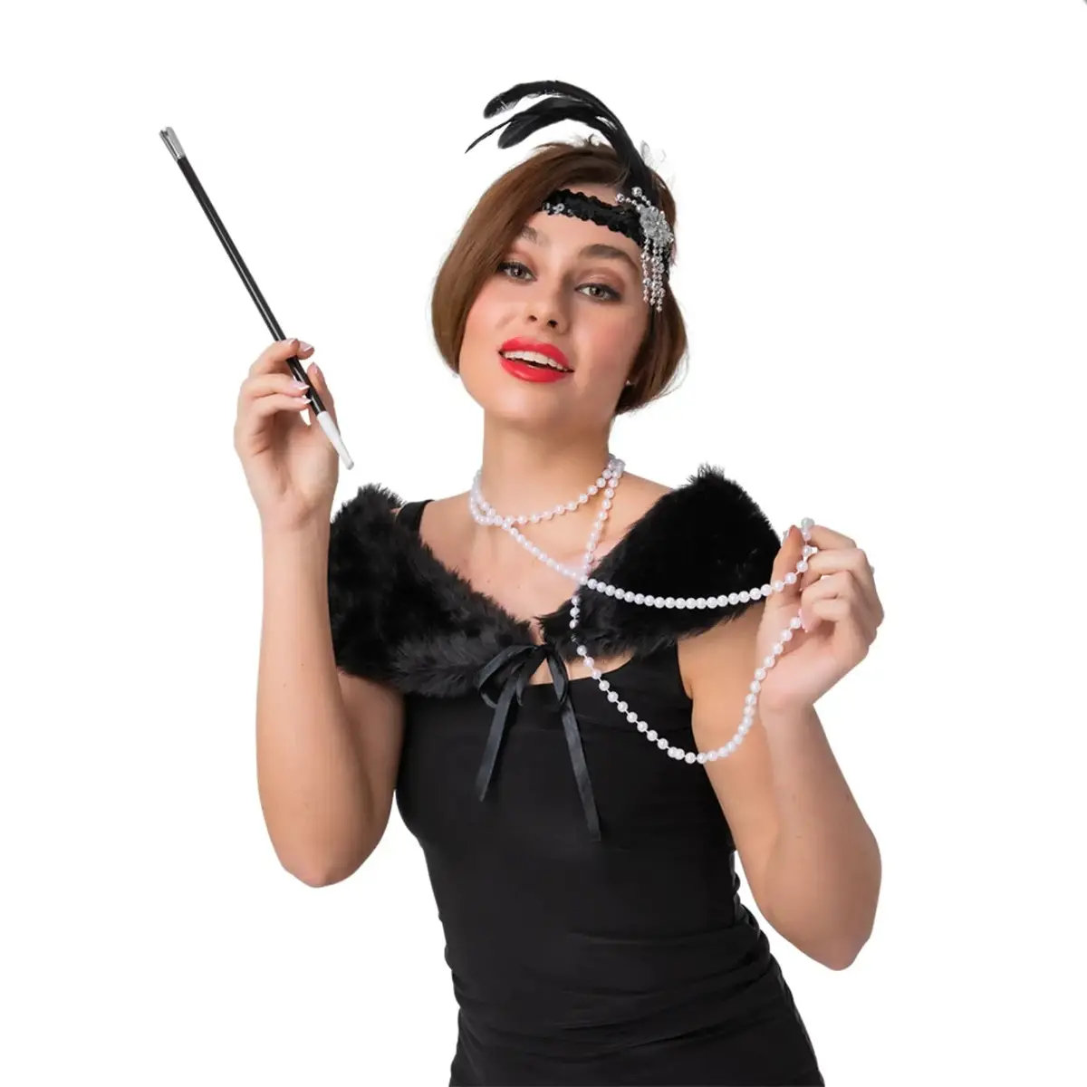 4 Piece Flapper Girl Accessory Set Black Feather 1920S Costume 1