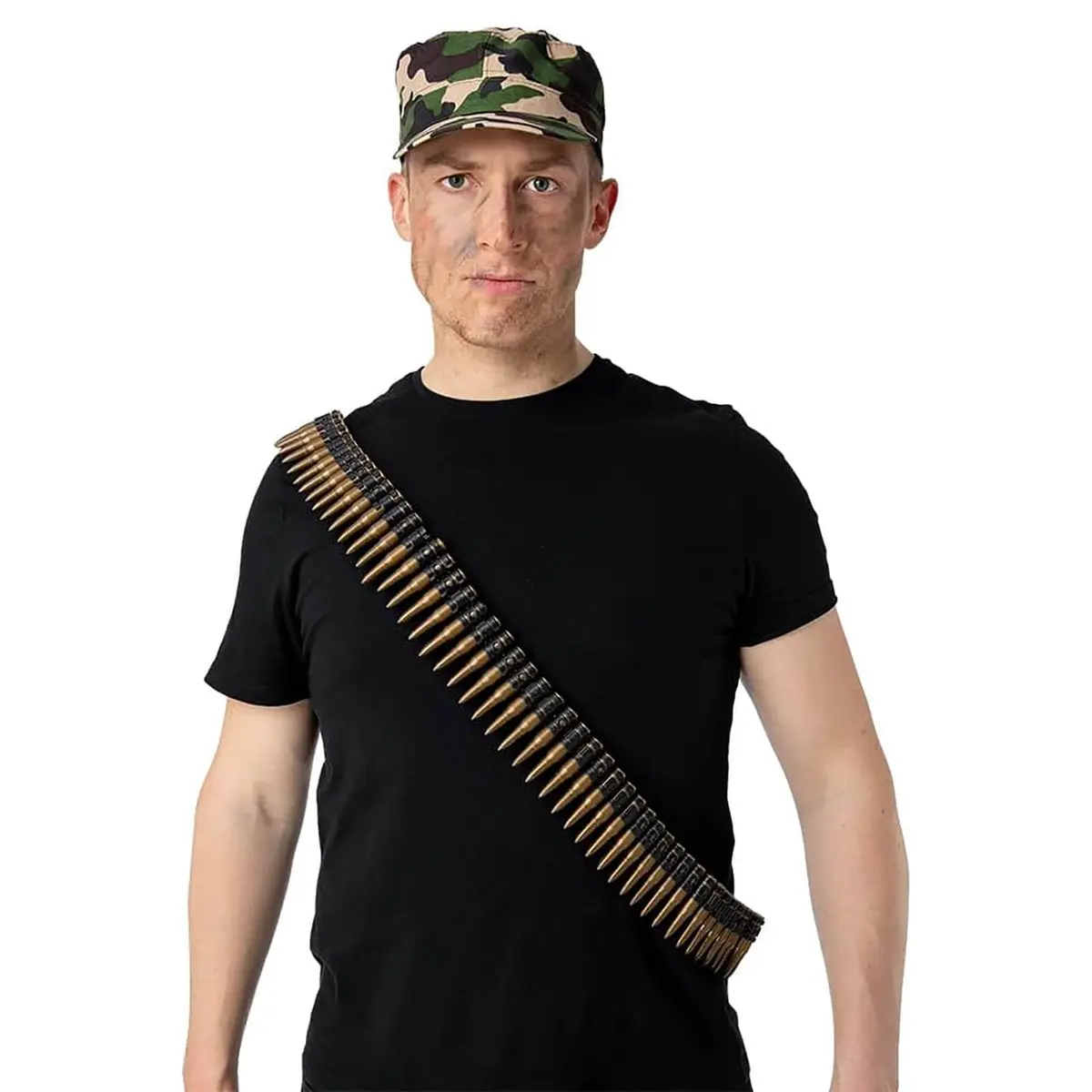 Gold Plastic Bullet Belt Adult Soldier Fancy Dress Accessory 1
