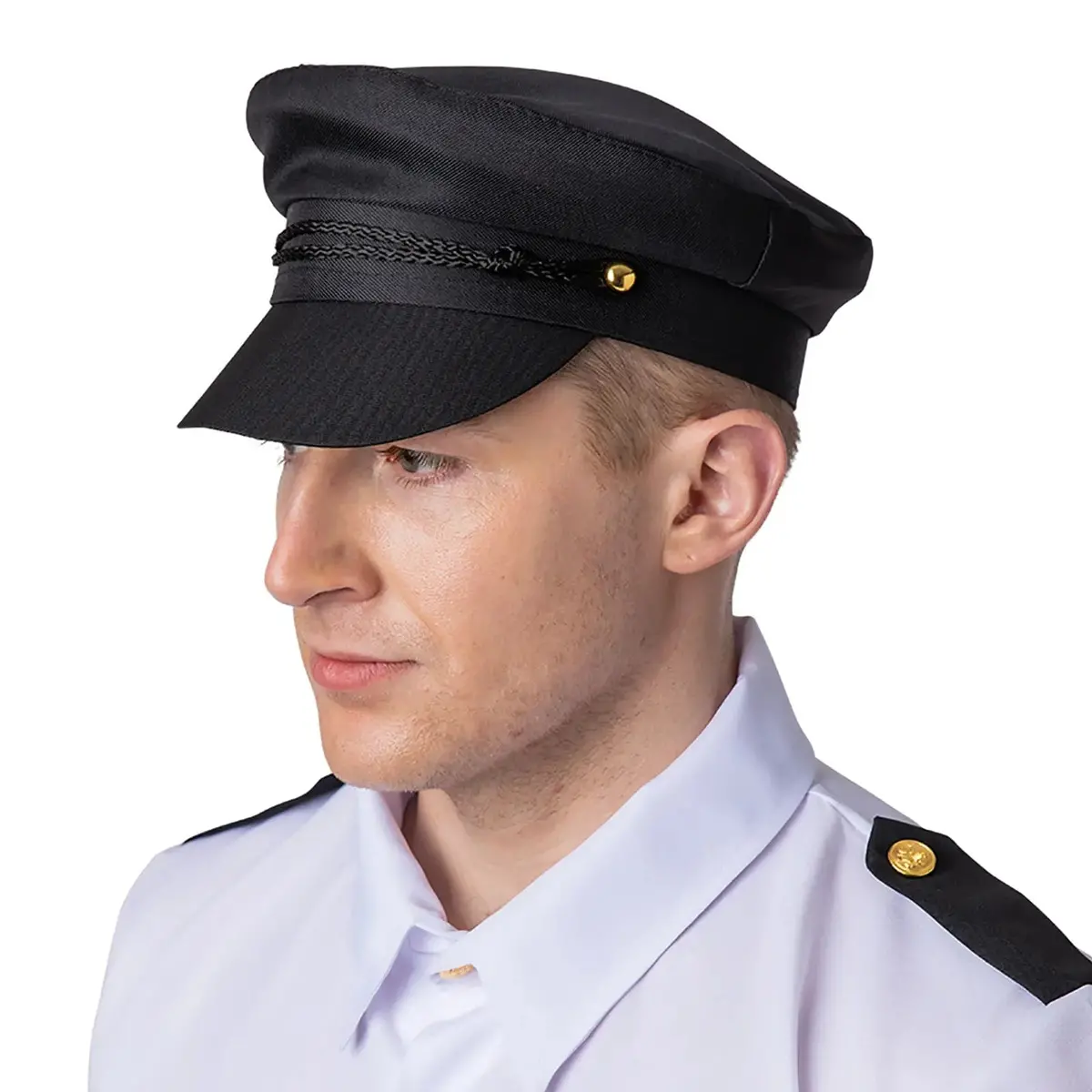 Chauffeur Doorman Cap Black Hat 60S Retro Fancy Dress 1