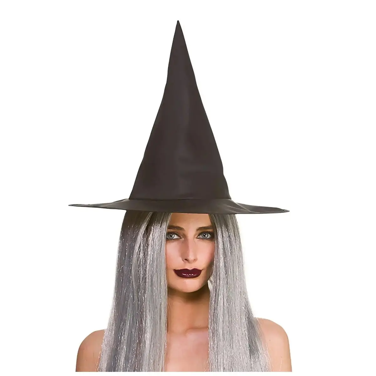 Adults Witch Hat Black Nylon Halloween Fancy Dress 1