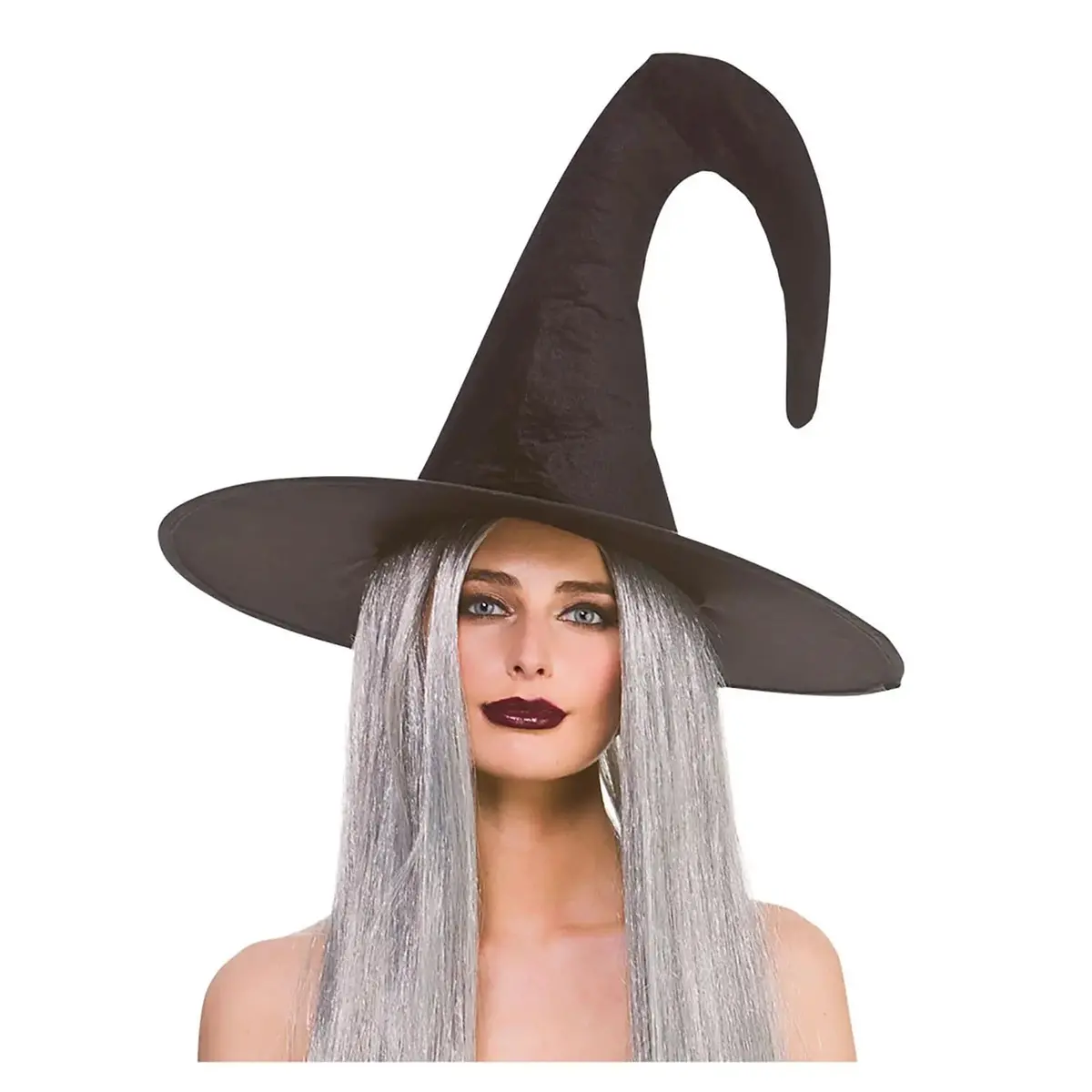 Adults Witch Hat Deluxe Black Velvet Party Fancy Dress 1