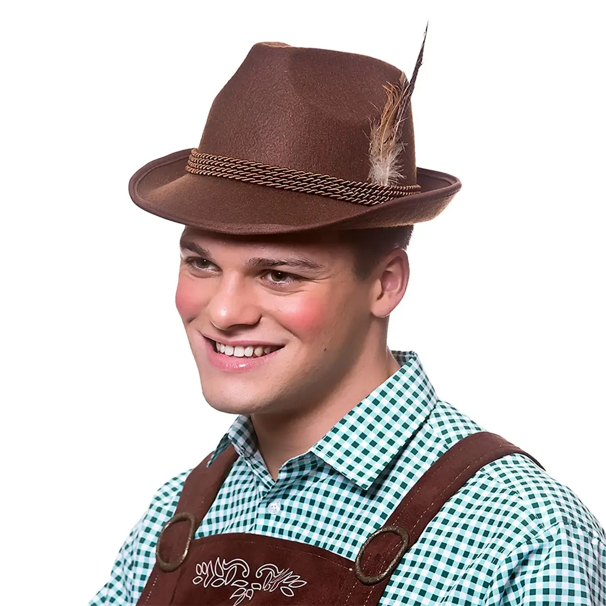 Deluxe Bavarian Hat Brown Feathers German Fancy Dress 1