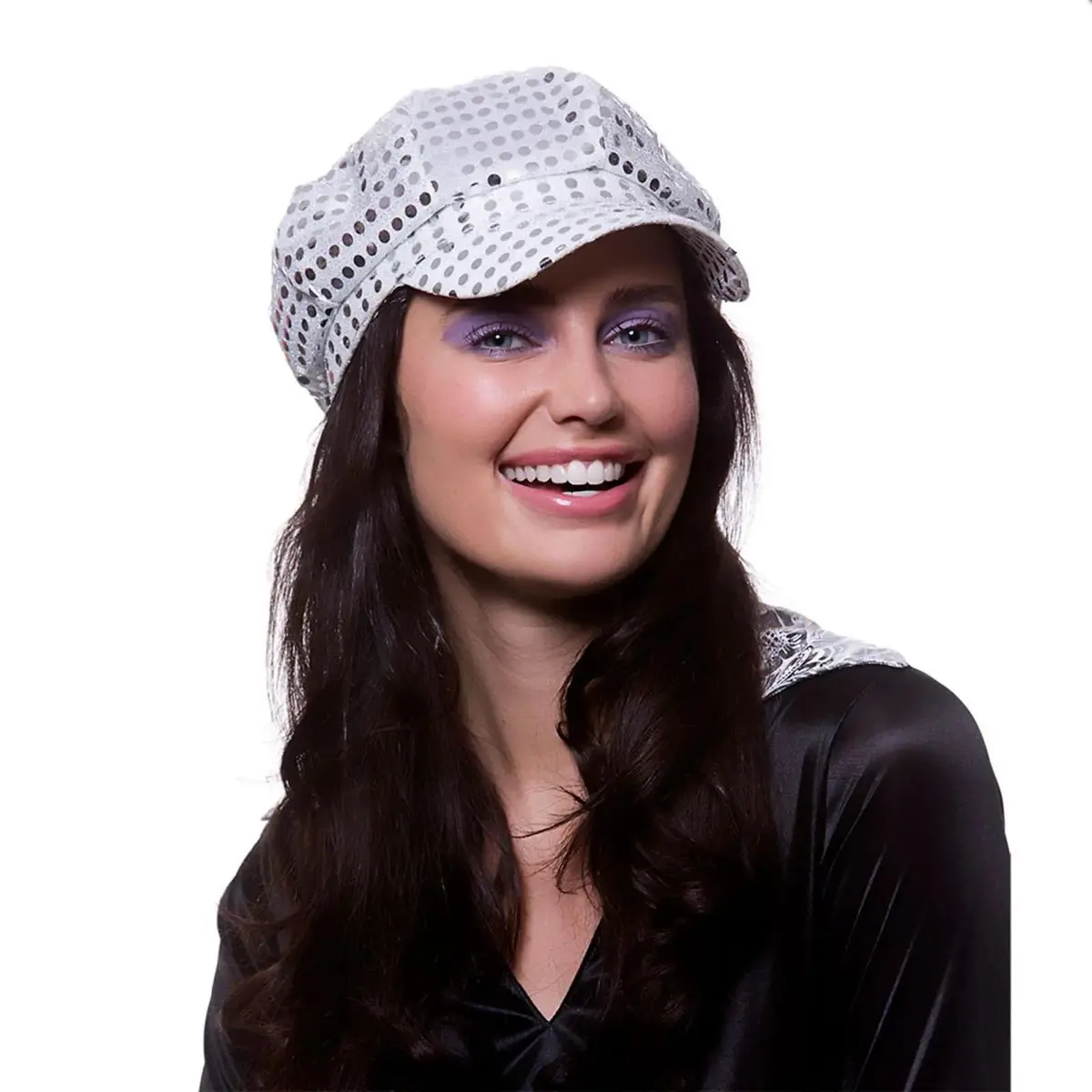 70S Sequin Hat Silver Retro Disco Cap Fancy Dress 1