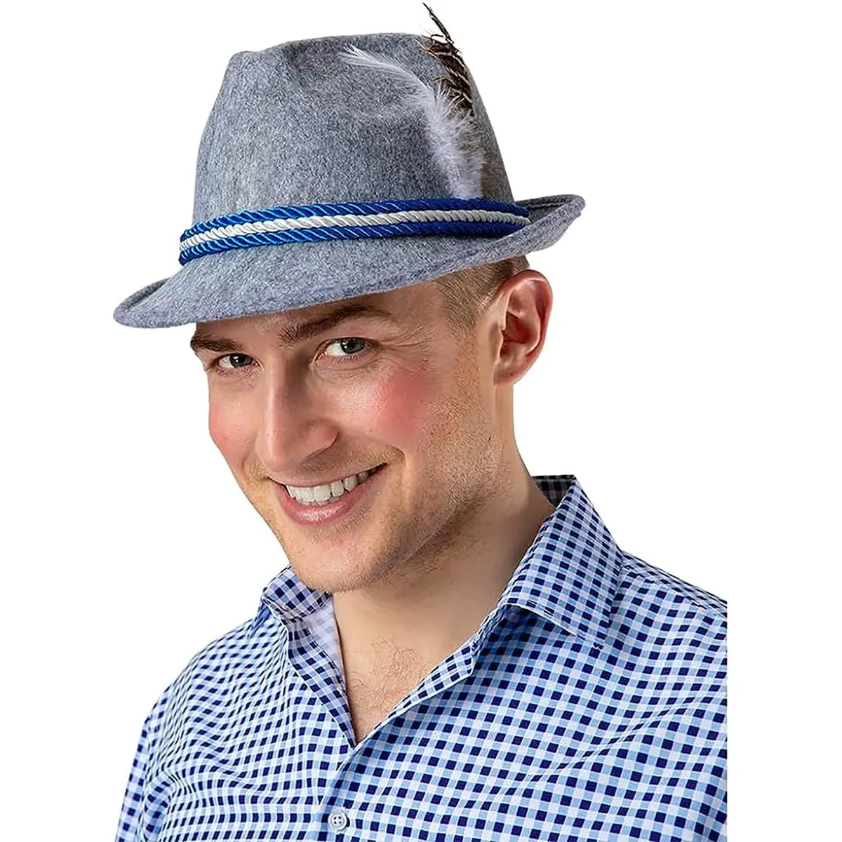 Deluxe Felt Bavarian Hat Grey Trilby Munich Colours Fancy Dress 1
