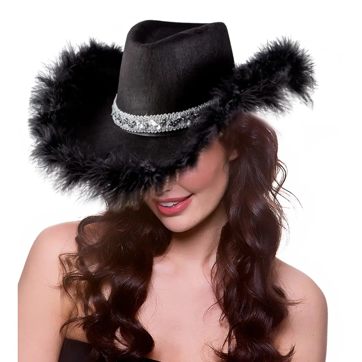 Texan Cowgirl Hat Sequins Feathers Hen Night Fancy Dress 3