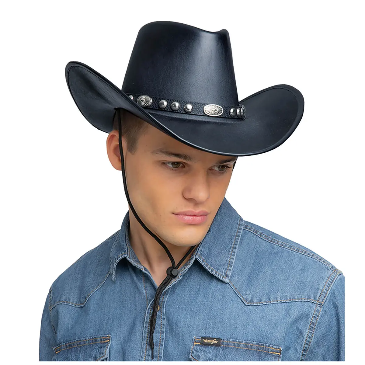 Deluxe Texan Cowboy Hat Faux Leather Stetson Stag Hen Fancy Dress 1