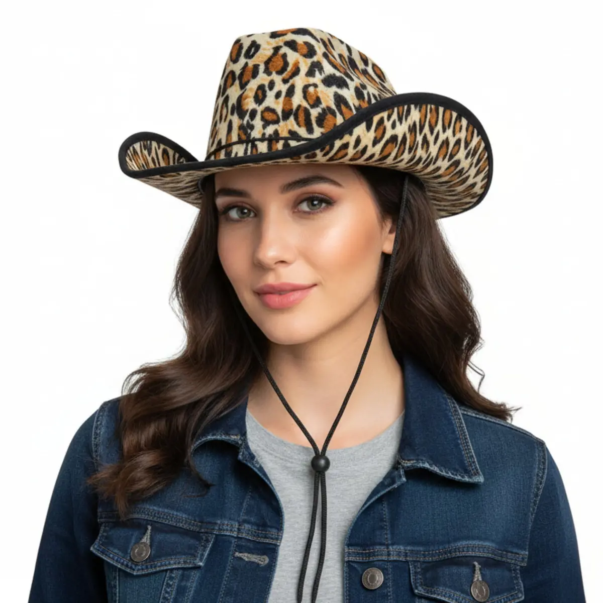 Cowgirl Hat Leopard Print Cowboy Texan Hen Night Fancy Dress 1