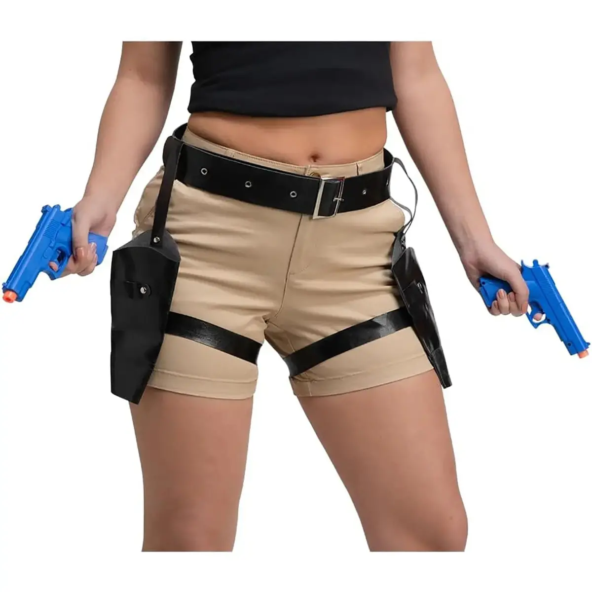 Double Thigh Holsters With Guns 90S Video Game Fancy Dress Prop 1