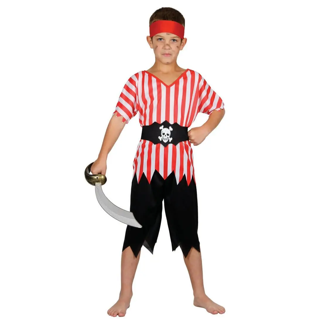 Boys High Seas Pirate Fancy Dress Costume Shipmate Red 1