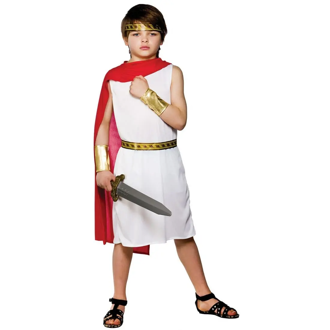 Boys Ancient Rome White Toga Red Cape Halloween Costume 1