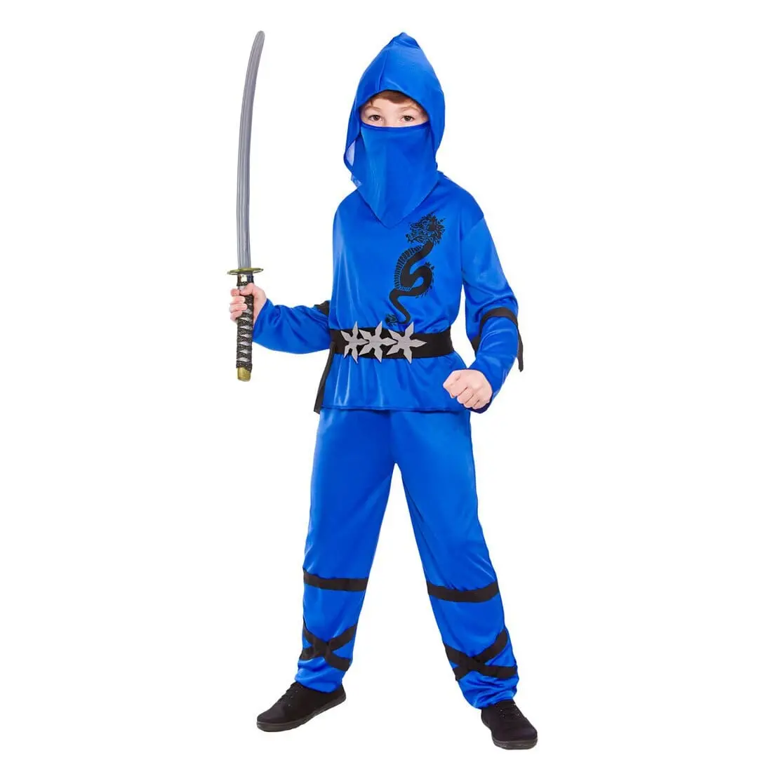 Boys Power Ninja Japanese Fighter Blue Halloween Costume 1