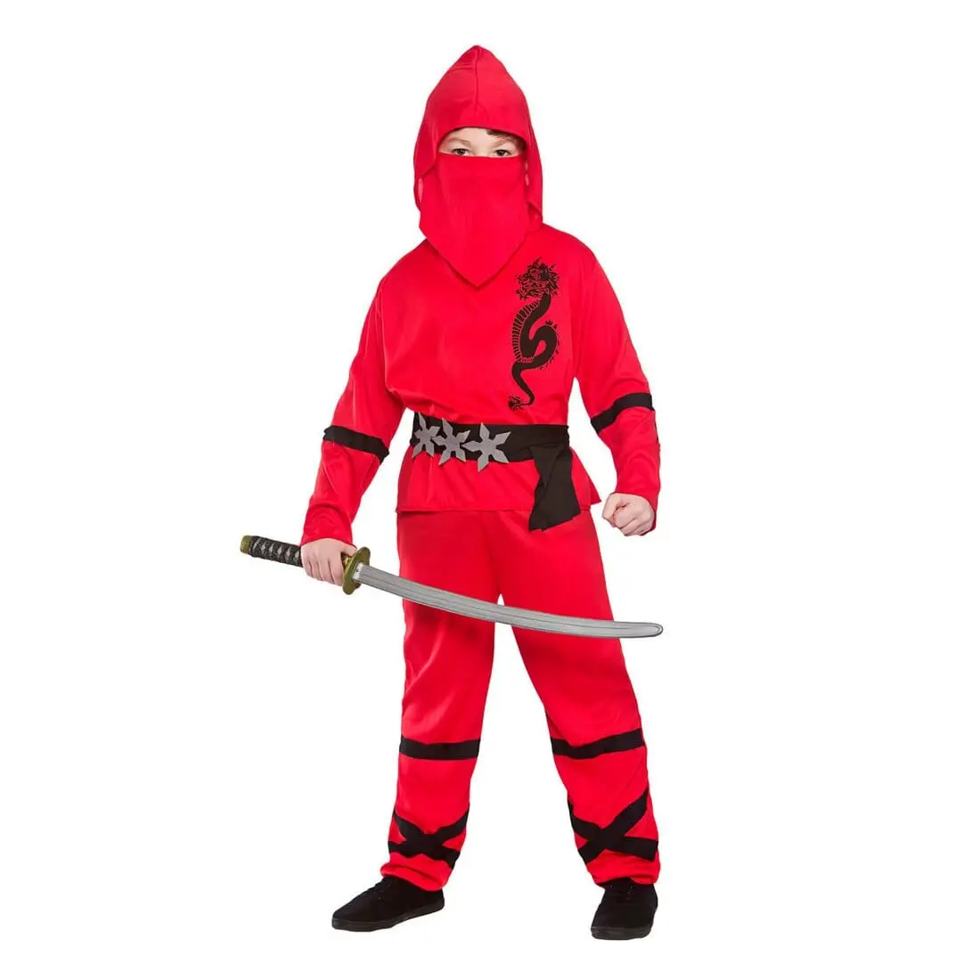 Boys Power Ninja Japanese Fighter Red Halloween Costume 1