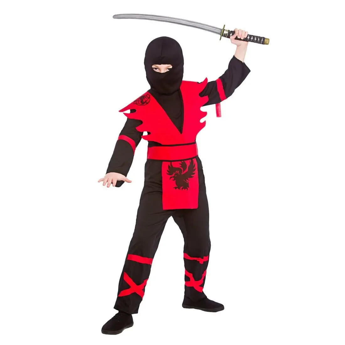 Boys Ninja Assassin Red Black Japanese Halloween Costume 1