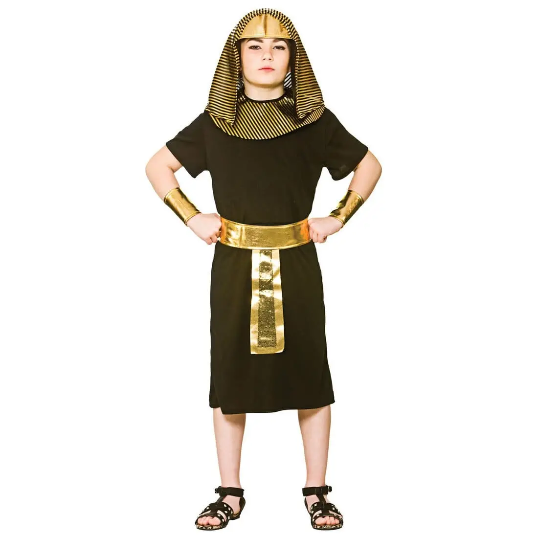 Boys Egyptian Pharaoh King Gold Black Halloween Costume 1