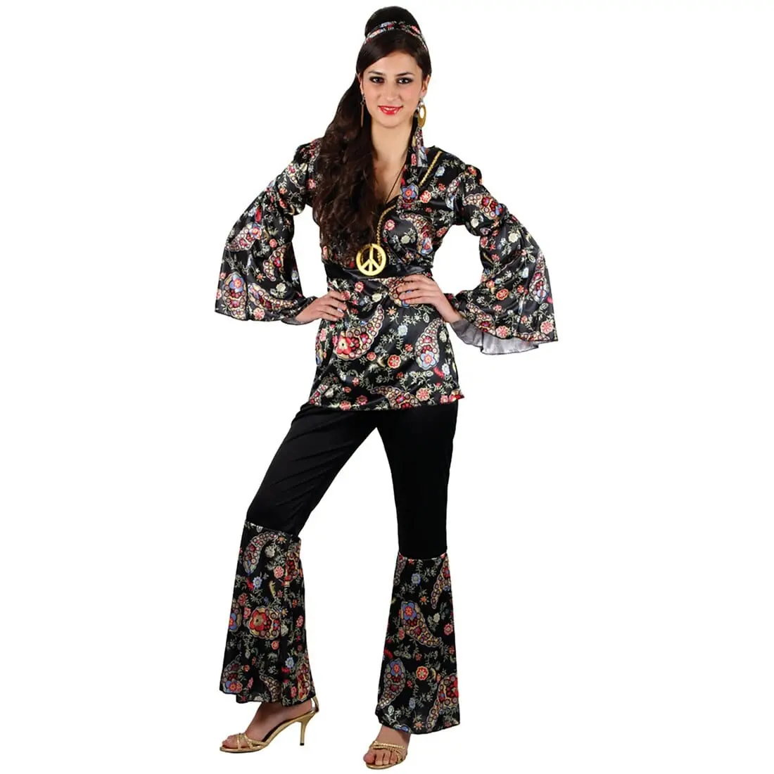 Womens Peace Lovin' Hippie Fancy Dress Halloween Costume 1