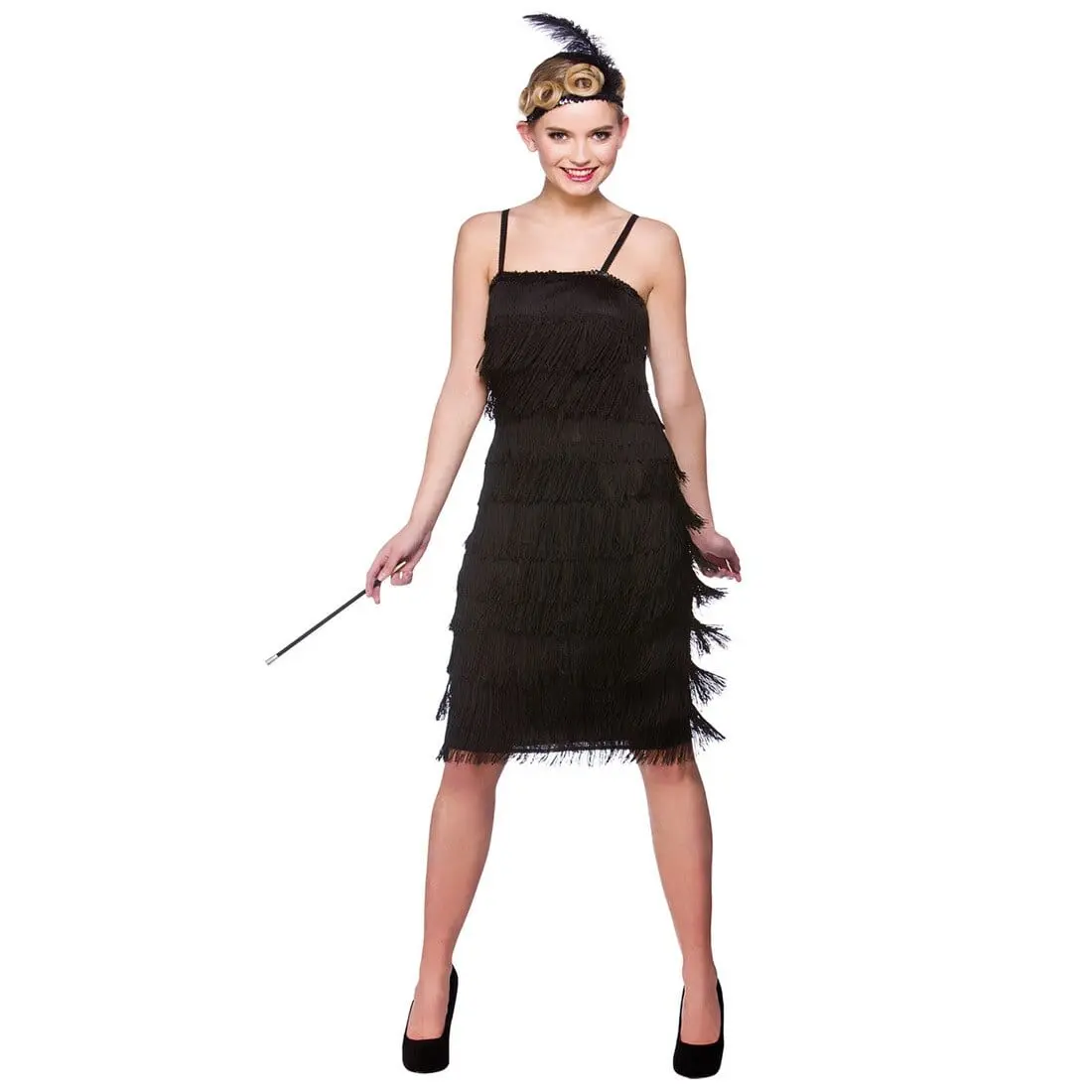 Womens Jazzy Flapper Black Fancy Dress Halloween Costume 1