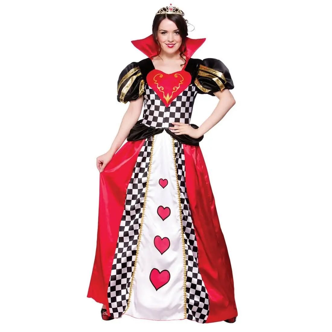 Womens Fairytale Queen Of Hearts Fancy Dress Halloween Costume 1