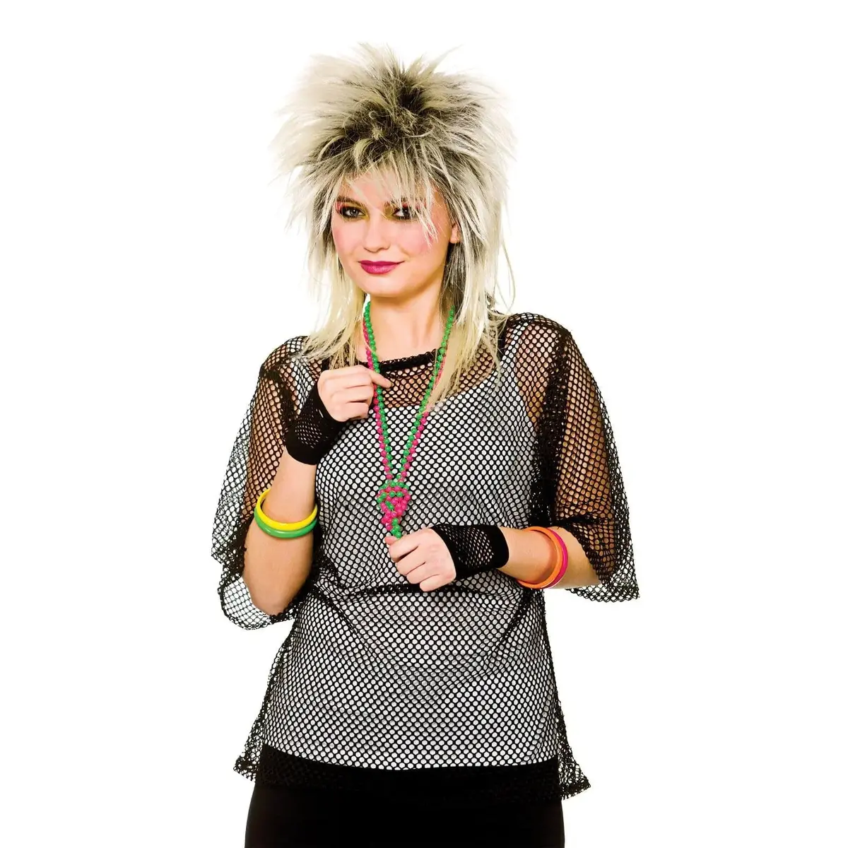 Neon Mesh Top 80S Retro Net Festival Hen Fancy Dress 1