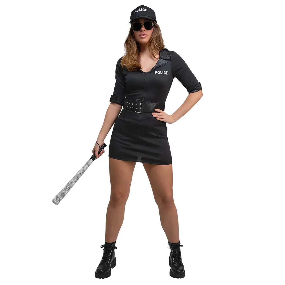 Adults Naughty Police Officer Uniform Black Dress Cap Belt Costume 4