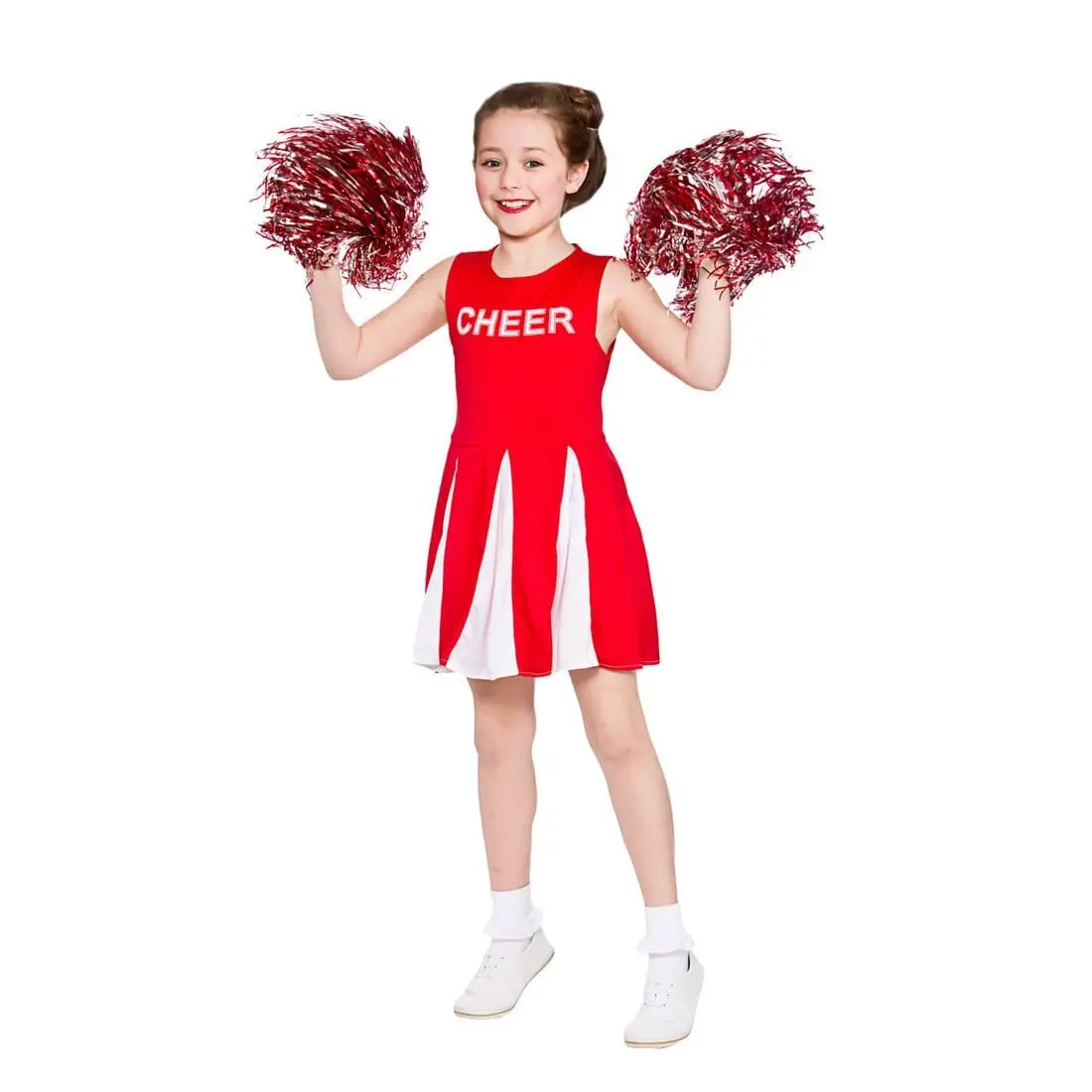 Girls Red Cheerleader Fancy Dress Halloween Costume 1