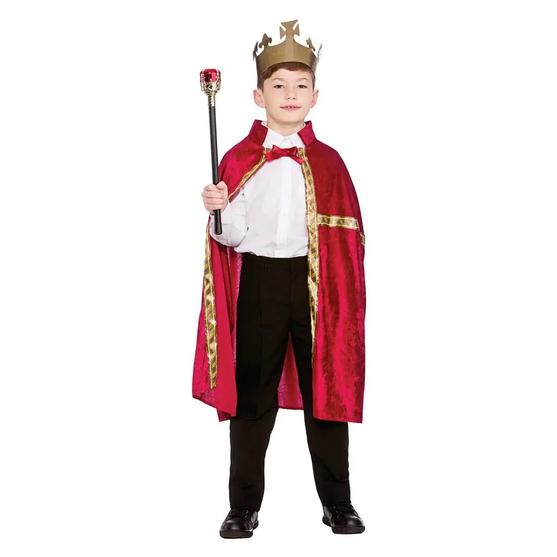 Childrens Burgandy Deluxe King Queen Robe & Crown Accessory 1