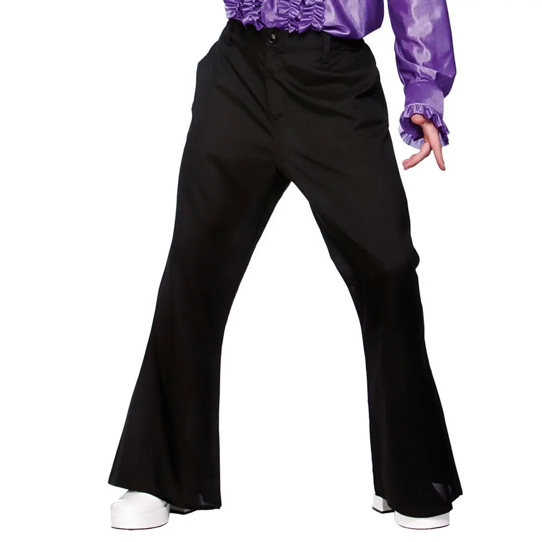 Mens Black 1970S Disco Flares Fancy Dress Halloween Costume 1