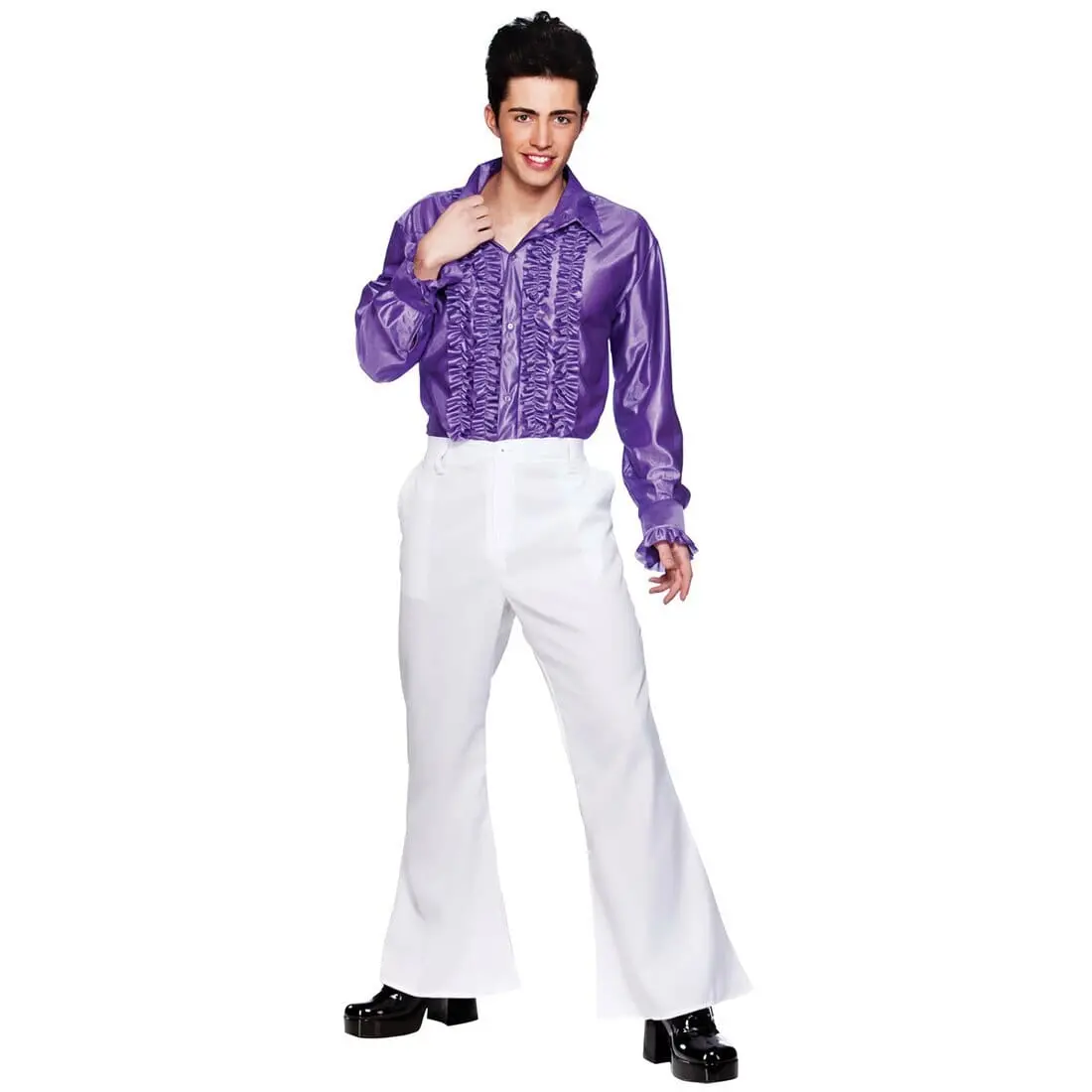 Mens White 1970S Disco Flares Fancy Dress Halloween Costume 1
