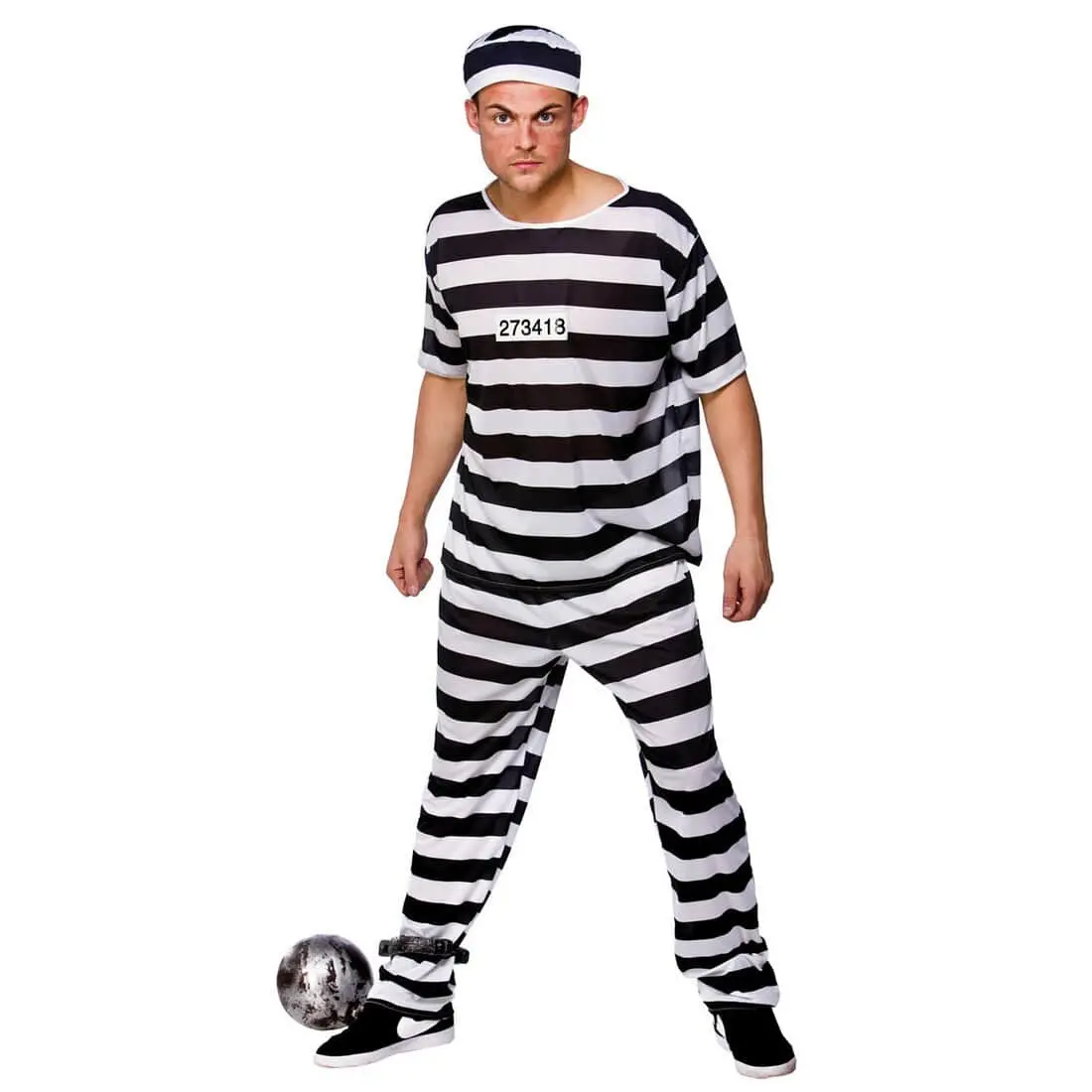 Mens Prison Break Convict Fancy Dress Halloween Costume 1