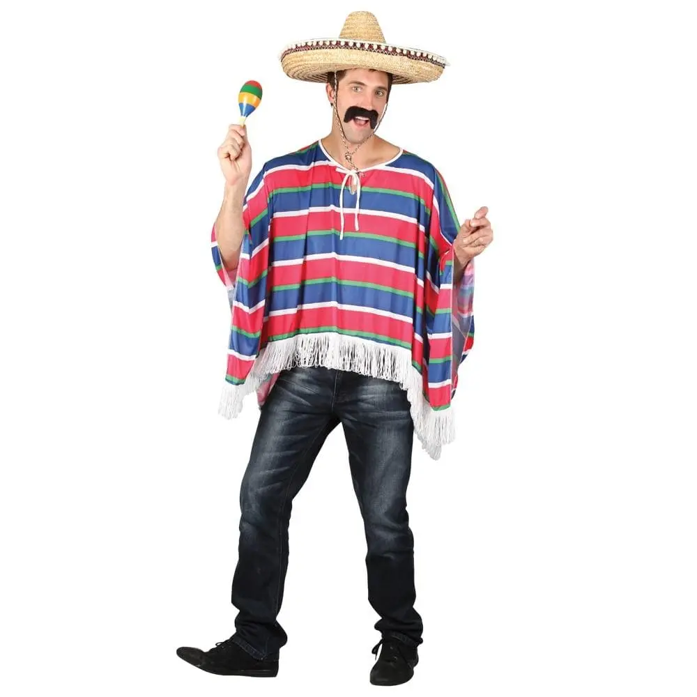 Mens Mexican Bandit Amigo Poncho Halloween Accessory 1