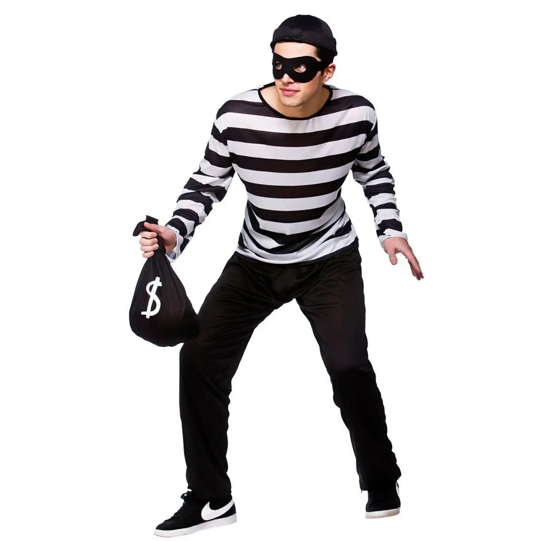 Mens Burglar Bank Robber Fancy Dress Halloween Costume 1