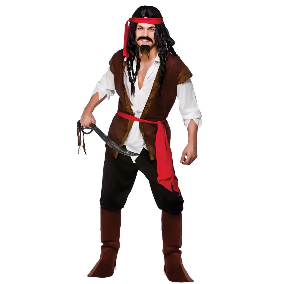 Mens Caribbean Pirate Captain Fancy Dress Halloween Costume 1