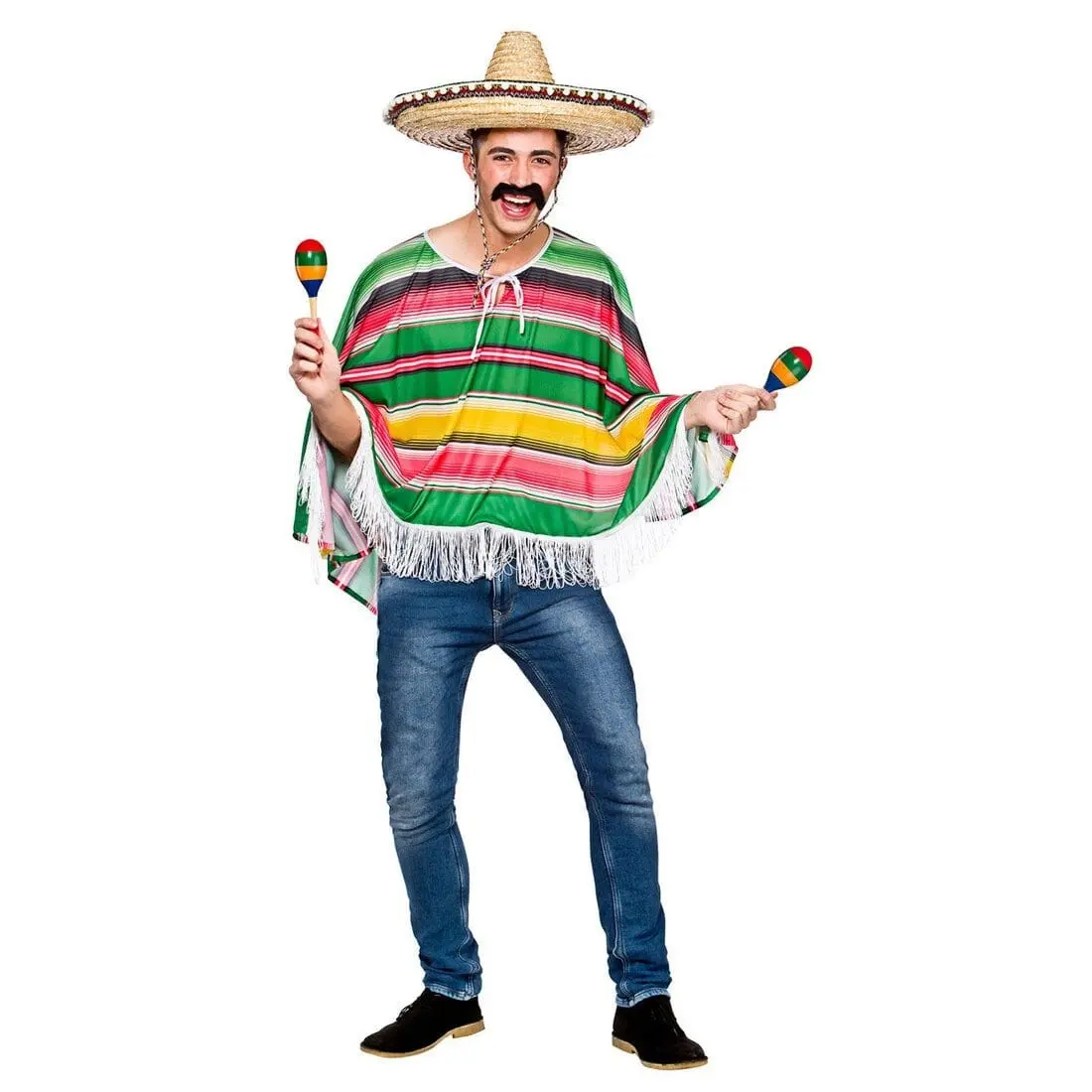 Adults Mexican Bandit Poncho One Size  Halloween Costume 1