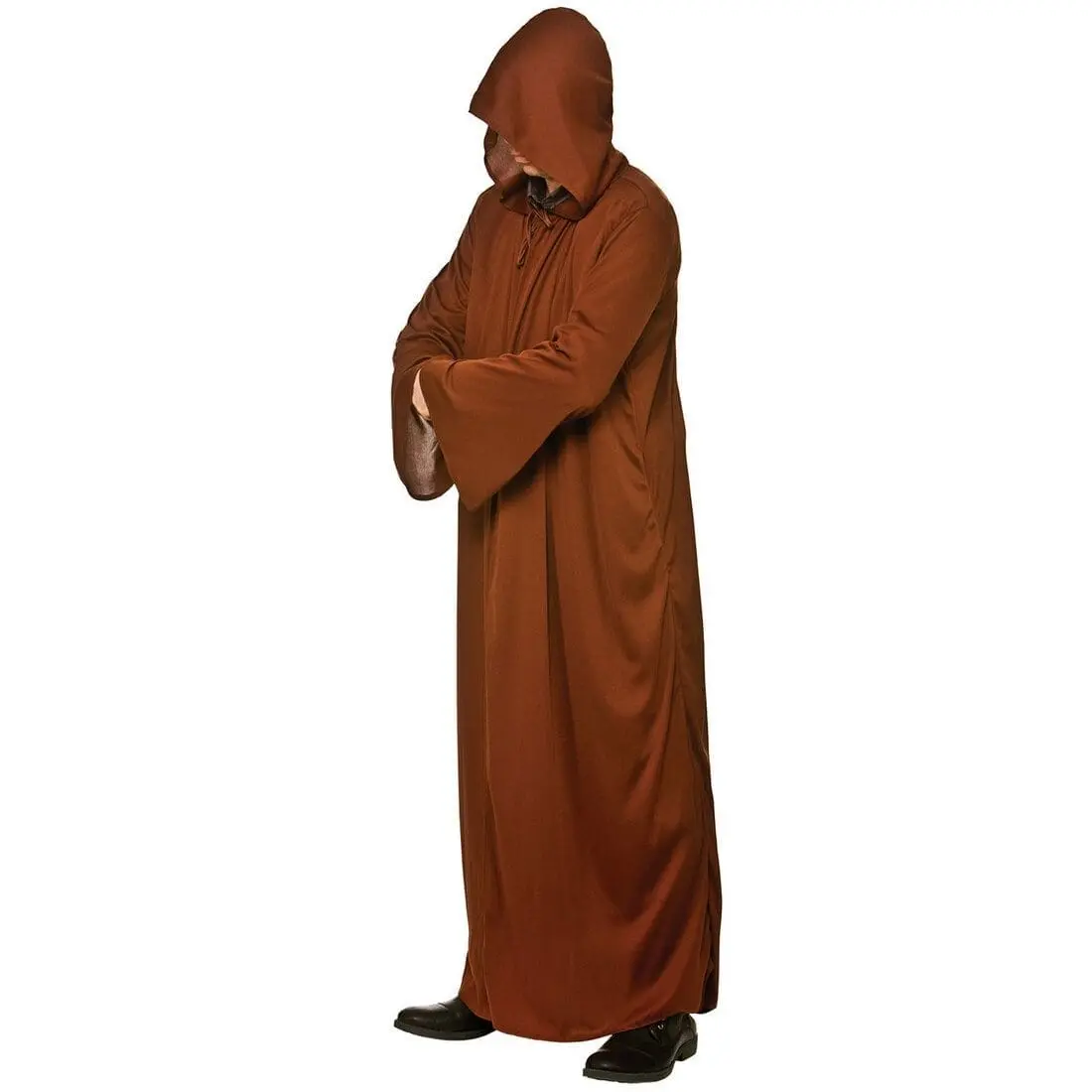Adults Long Brown Hooded Jedi Robe Halloween Accessory 1