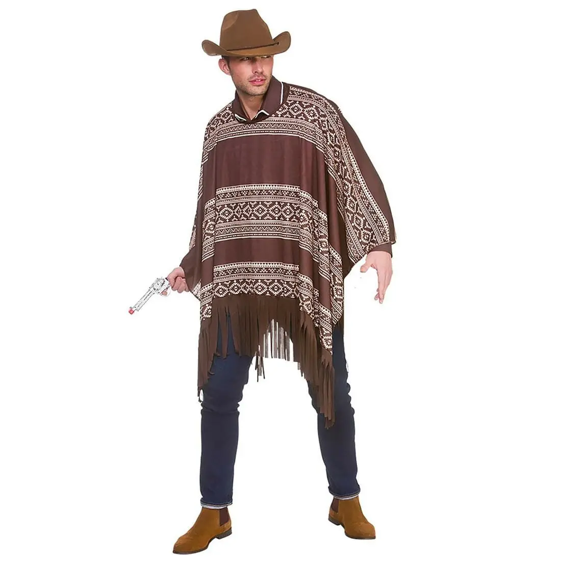 Cowboy Poncho Wild West Mexican Fringed Cape Fancy Dress 1