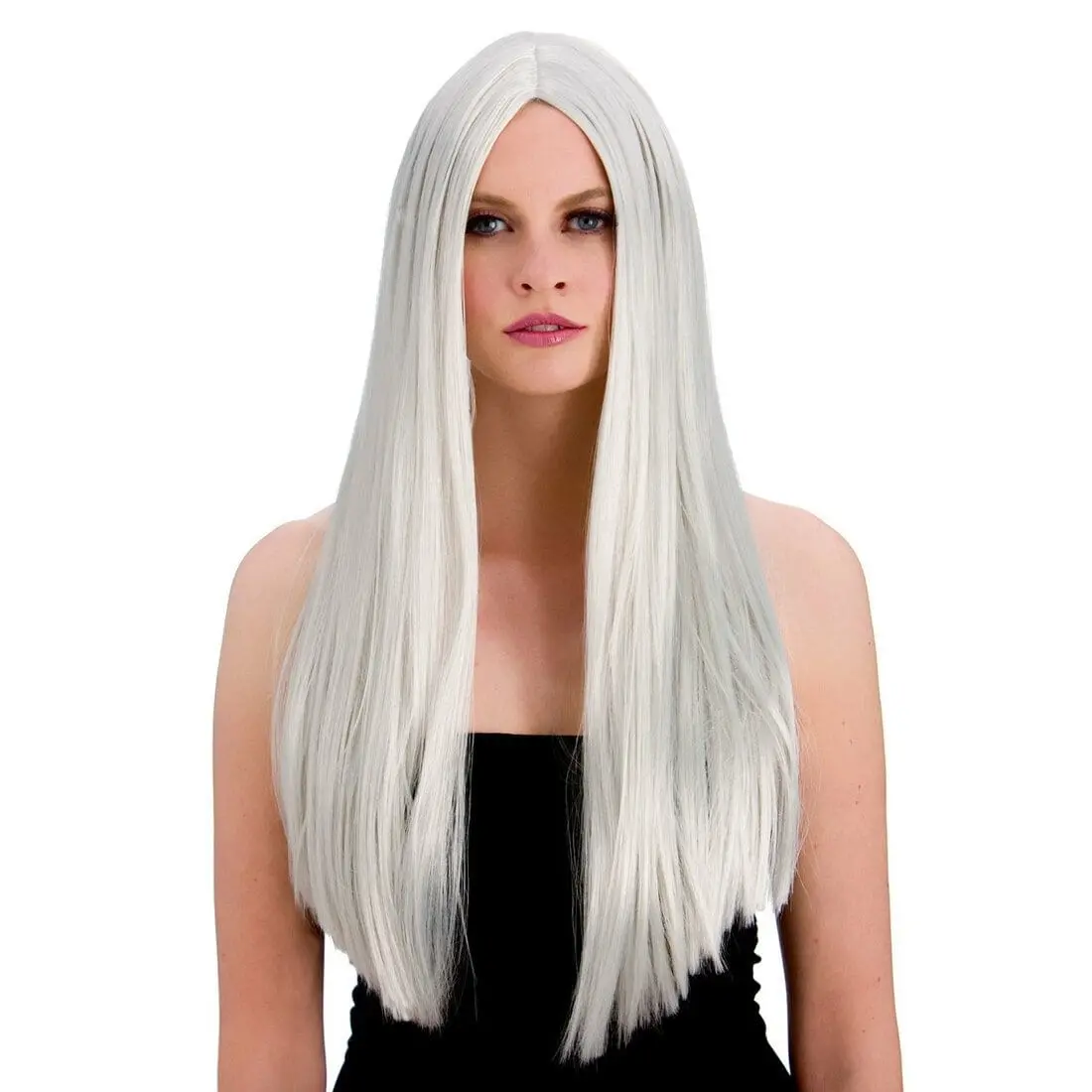 Long Silver Classic Party Wig Fancy Dress Halloween 1